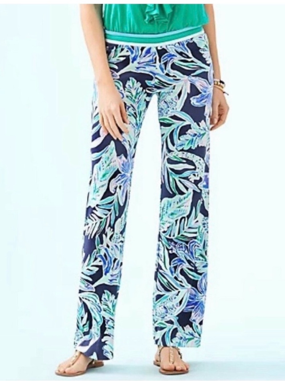Lilly Pulitzer Tropical Floral Palazzo Pants Size Medium